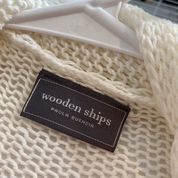 Wooden Ships Women's Ivory Open Front Shawl Cardigan Sweater Size XS Oversized - Picture 5 of 10